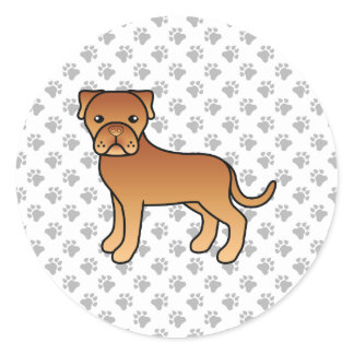 Dogue De Bordeaux Cute Cartoon Dog Classic Round Sticker