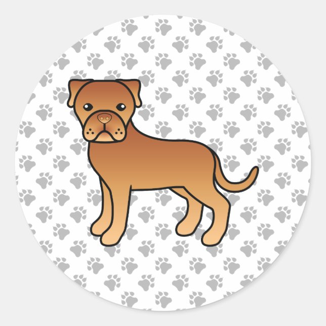 Dogue De Bordeaux Cute Cartoon Dog Classic Round Sticker (Front)