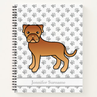 Dogue De Bordeaux Cute Cartoon Dog &amp; Custom Text Notebook