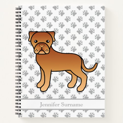 Dogue De Bordeaux Cute Cartoon Dog  Custom Text Notebook