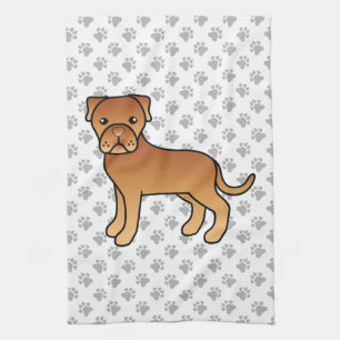 Dogue De Bordeaux Cute Cartoon Dog Kitchen Towel