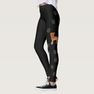 Dogue De Bordeaux Cute Cartoon Dog & Paws Leggings