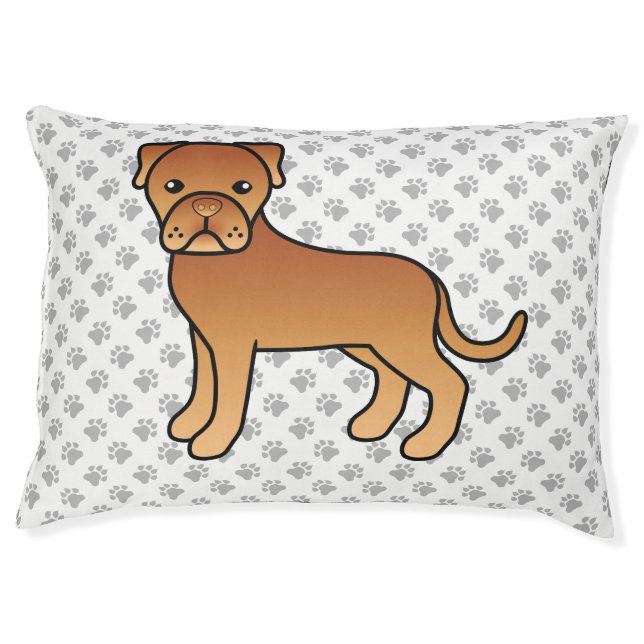 Dogue De Bordeaux Cute Cartoon Dog & Paws Pet Bed (Front)