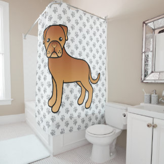 Dogue De Bordeaux Cute Cartoon Dog Shower Curtain