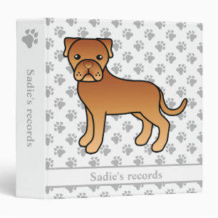 Dogue De Bordeaux Cute Cartoon Dog & Text 3 Ring Binder