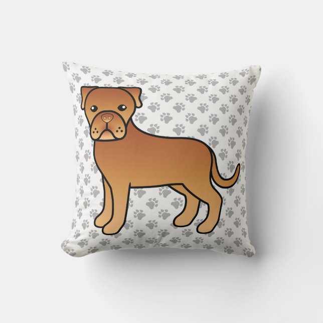 Dogue De Bordeaux Cute Cartoon Dog Throw Pillow (Front)