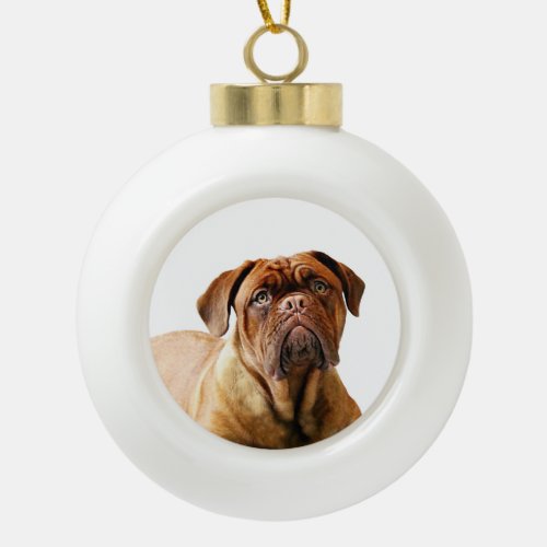 Dogue de Bordeaux Dog Ceramic Ball Ornament