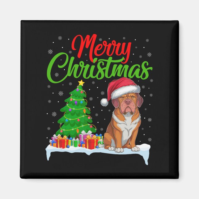 Dogue De Bordeaux Dog Christmas Tree Lights Xmas D Magnet (Front)