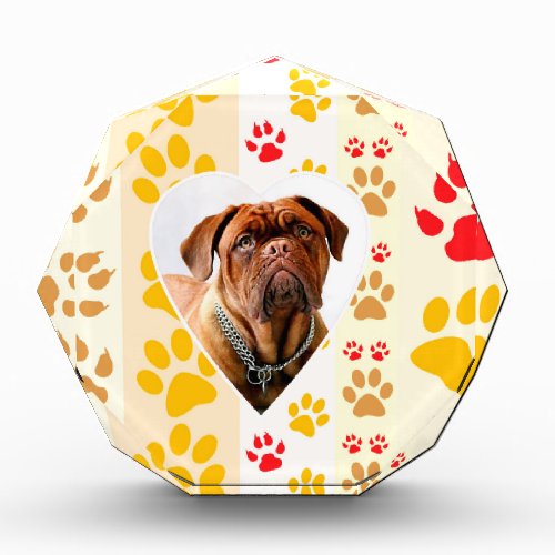 Dogue de Bordeaux Dog Heart Paws Print Acrylic Award