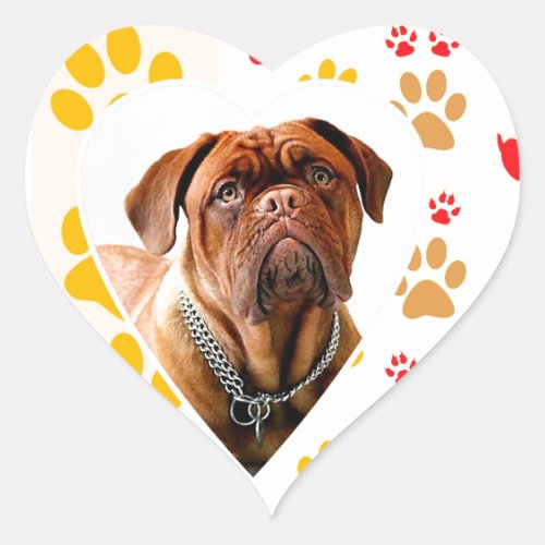 Dogue de Bordeaux Dog Heart Paws Print Heart Sticker