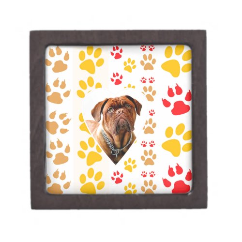 Dogue de Bordeaux Dog Heart Paws Print Keepsake Box