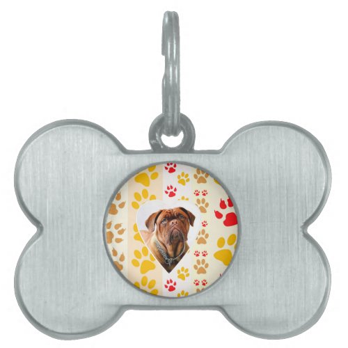 Dogue de Bordeaux Dog Heart Paws Print Pet ID Tag