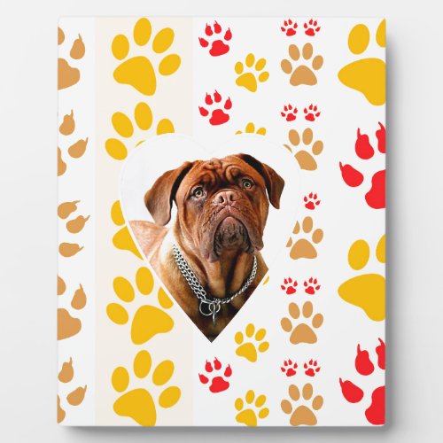 Dogue de Bordeaux Dog Heart Paws Print Plaque