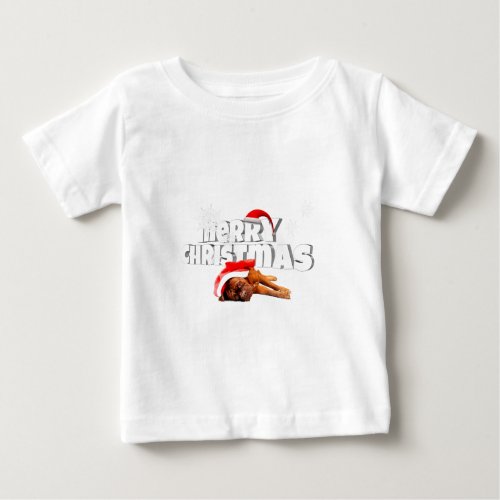 Dogue de Bordeaux dog Santa Hat Merry Christmas Baby T_Shirt