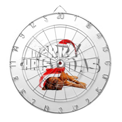 Dogue de Bordeaux dog Santa Hat Merry Christmas Dartboard