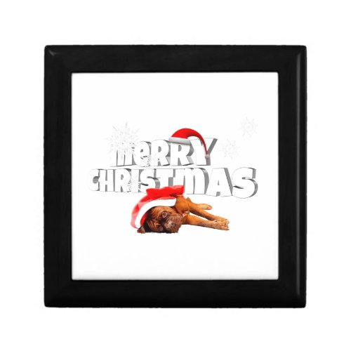 Dogue de Bordeaux dog Santa Hat Merry Christmas Keepsake Box