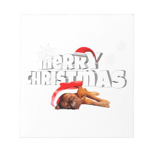Dogue de Bordeaux dog Santa Hat Merry Christmas Notepad