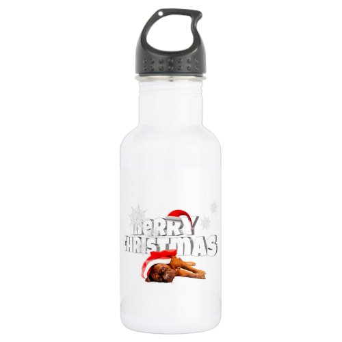 Dogue de Bordeaux dog Santa Hat Merry Christmas Water Bottle