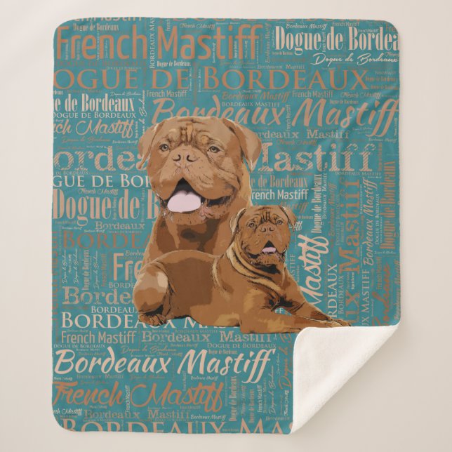 Dogue de Bordeaux - French Mastiff Sherpa Blanket (Front)