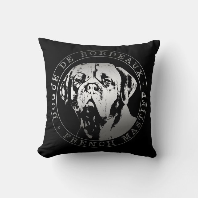 Dogue de Bordeaux - French Mastiff Throw Pillow (Front)
