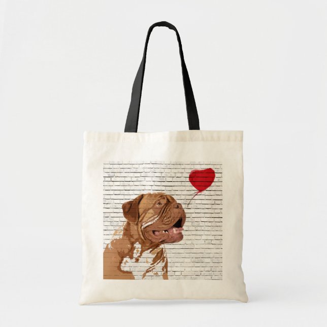 Dogue De Bordeaux Love Balloon Tote Bag (Front)