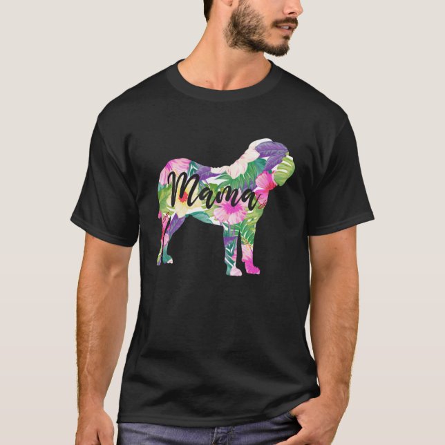 Dogue de Bordeaux Mama Bordeauxdog Mom Flowers Mot T-Shirt (Front)