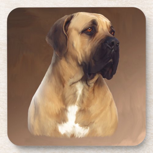 Dogue De Bordeaux Mastiff Dog Portrait Painting Coaster