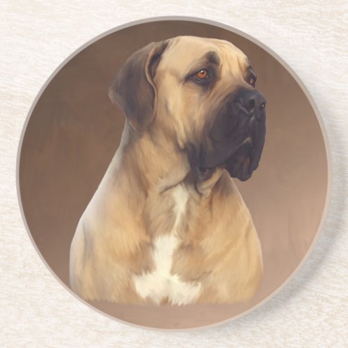 Dogue De Bordeaux Mastiff Dog Portrait Painting Drink Coaster