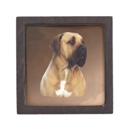 Dogue De Bordeaux Mastiff Dog Portrait Painting Jewelry Box