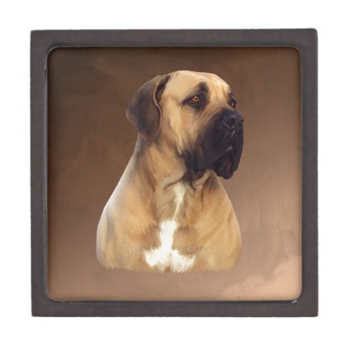 Dogue De Bordeaux Mastiff Dog Portrait Painting Keepsake Box