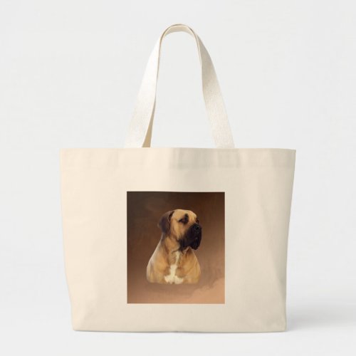 Dogue De Bordeaux Mastiff Dog Portrait Painting Large Tote Bag