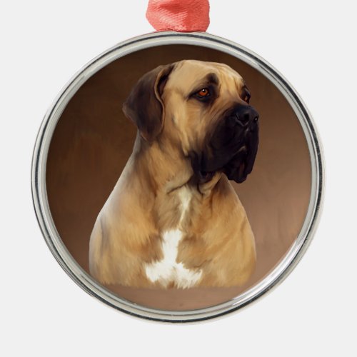 Dogue De Bordeaux Mastiff Dog Portrait Painting Metal Ornament