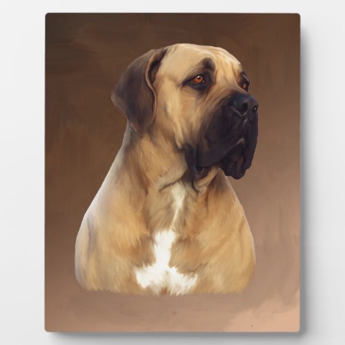 Dogue De Bordeaux Mastiff Dog Portrait Painting Plaque