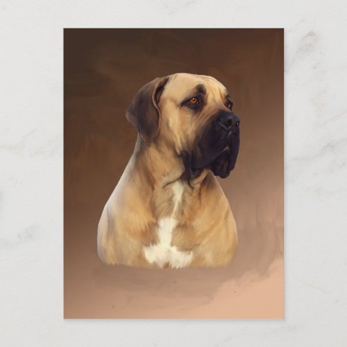Dogue De Bordeaux Mastiff Dog Portrait Painting Postcard