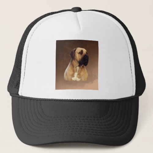 Dogue De Bordeaux Mastiff Dog Portrait Painting Trucker Hat