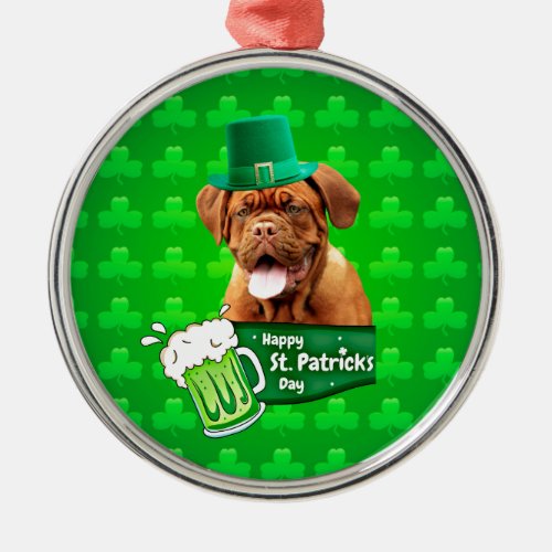 Dogue De Bordeaux Mastiff St Patricks Day Metal Ornament