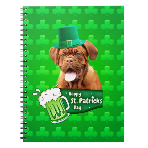 Dogue De Bordeaux Mastiff St Patricks Day Notebook