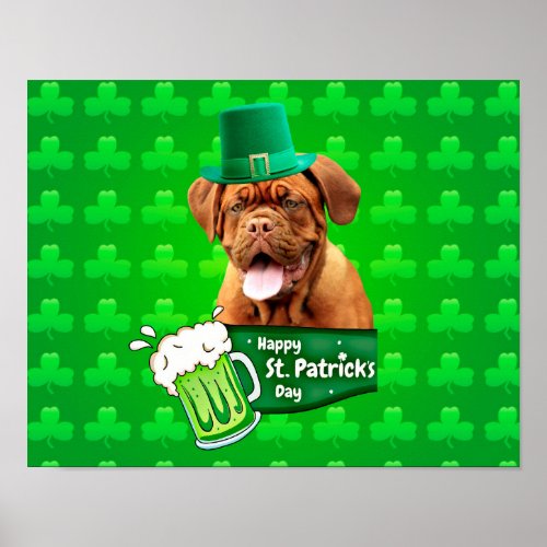 Dogue De Bordeaux Mastiff St Patricks Day Poster
