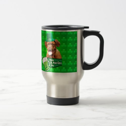 Dogue De Bordeaux Mastiff St Patricks Day Travel Mug