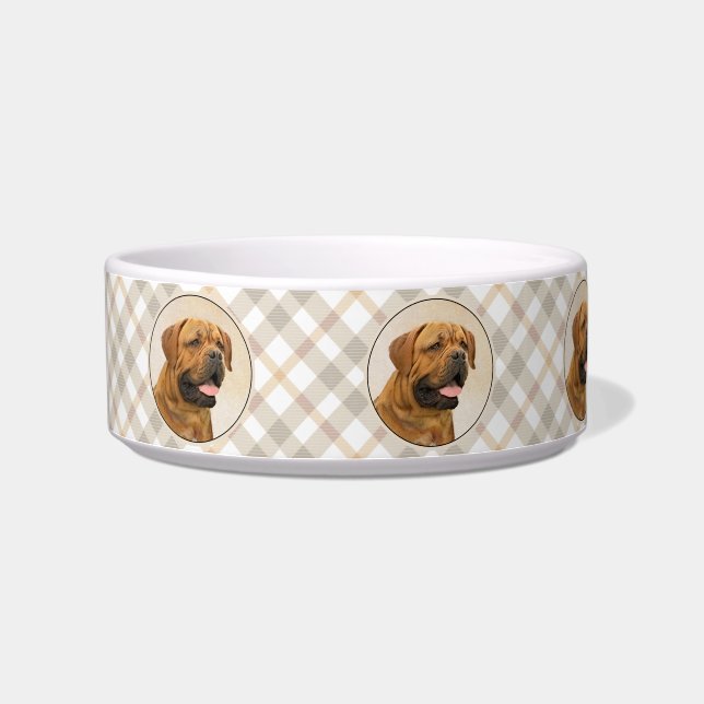 Dogue de Bordeaux Painting - Cute Original Dog Art Bowl (Left)