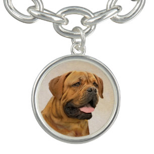 Dogue de Bordeaux Painting - Cute Original Dog Art Bracelet