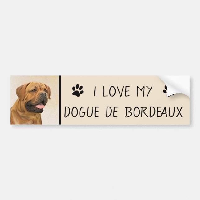 Dogue de Bordeaux Painting - Cute Original Dog Art Bumper Sticker (Front)