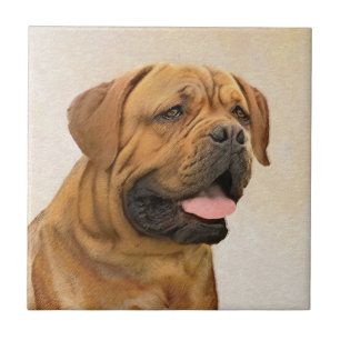 Dogue de Bordeaux Painting - Cute Original Dog Art Ceramic Tile