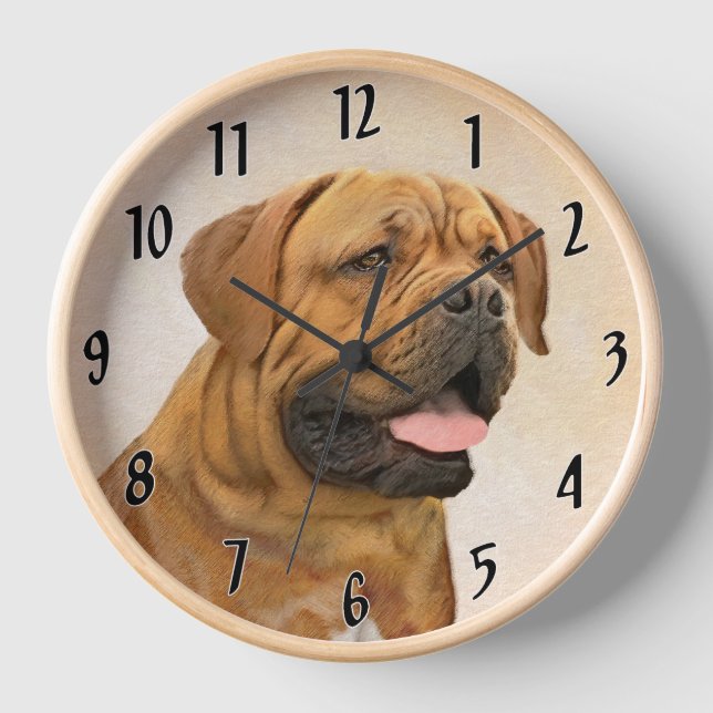 Dogue de Bordeaux Painting - Cute Original Dog Art Clock (Front)