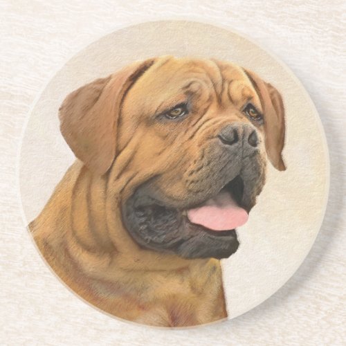 Dogue de Bordeaux Painting _ Cute Original Dog Art Coaster