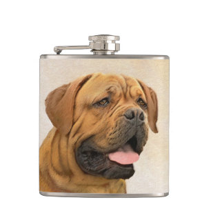 Dogue de Bordeaux Painting - Cute Original Dog Art Flask