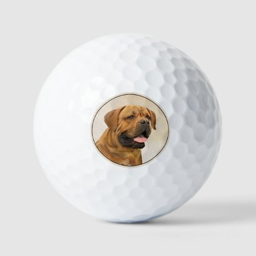 Dogue de Bordeaux Painting _ Cute Original Dog Art Golf Balls