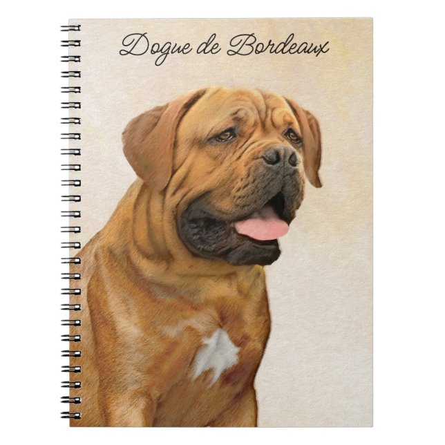 Dogue de Bordeaux Painting - Cute Original Dog Art Notebook (Front)