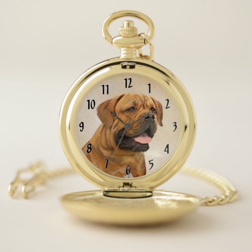 Dogue de Bordeaux Painting _ Cute Original Dog Art Pocket Watch