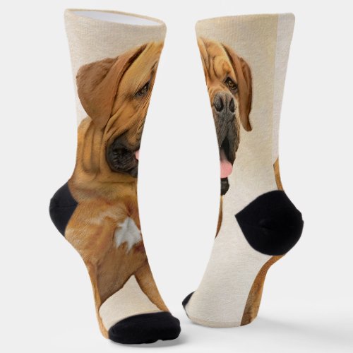 Dogue de Bordeaux Painting _ Cute Original Dog Art Socks